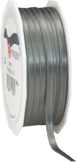 Cadeaulint Satijn - 0.6 cm x 50 meter - Donkergrijs - cadeaus inpakken - sierlint