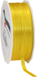 Cadeaulint Satijn - 0.6 cm x 50 meter - Geel - cadeaus inpakken - sierlint