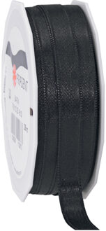 Cadeaulint Satijn - 1 cm x 25 meter - zwart - cadeaus inpakken - sierlint