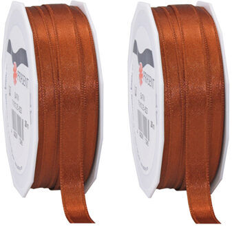 Cadeaulint Satijn - 2x - 1 cm x 25 meter - koper - cadeaus inpakken - sierlint