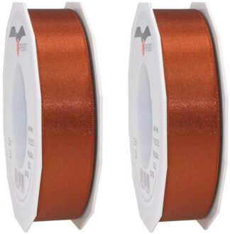 Cadeaulint Satijn - 2x - 2.5 cm x 25 meter - koperkleurig - cadeaus inpakken - sierlint