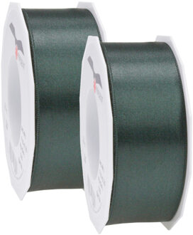 Cadeaulint Satijn - 2x - 4 cm x 25 meter - donker groen - cadeaus inpakken - sierlint
