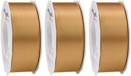 Cadeaulint Satijn - 3x - 4 cm x 25 meter - brons - cadeaus inpakken - sierlint