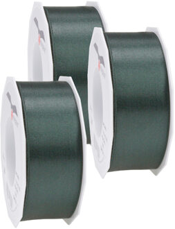 Cadeaulint Satijn - 3x - 4 cm x 25 meter - donker groen - cadeaus inpakken - sierlint