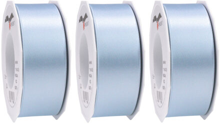 Cadeaulint Satijn - 3x - 4 cm x 25 meter - lichtblauw - cadeaus inpakken - sierlint