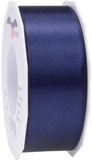 Cadeaulint Satijn - 4 cm x 25 meter - donkerblauw - cadeaus inpakken - sierlint