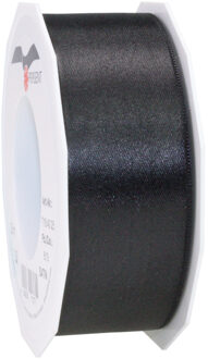 Cadeaulint Satijn - 4 cm x 25 meter - zwart - cadeaus inpakken - sierlint
