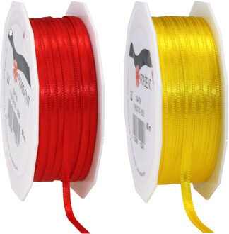Cadeaulint/sierlint pakket - geel/rood - 3 mm x 50 meter - Hobby/decoratie/knutselen