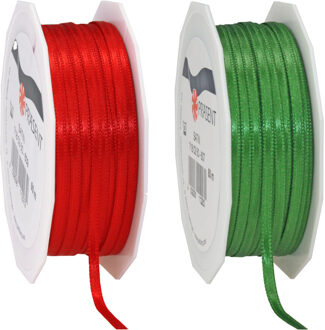 Cadeaulint/sierlint pakket - groen/rood - 3 mm x 50 meter - Hobby/decoratie/knutselen