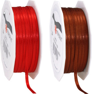 Cadeaulint/sierlint pakket - koper/rood - 3 mm x 50 meter - Hobby/decoratie/knutselen