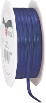 Cadeaulint/sierlint Satijn - 0.3 cm x 50 meter - Donker Blauw - cadeaus inpakken - decoratie Donkerblauw