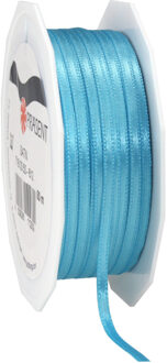 Cadeaulint/sierlint Satijn - 0.3 cm x 50 meter - Turquoise - cadeaus - Cadeaulinten Blauw