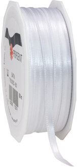 Cadeaulint/sierlint Satijn - 0.3 cm x 50 meter - wit - cadeaus inpakken - decoratie