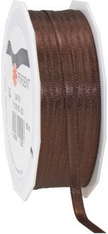 Cadeaulint/sierlint Satijn - 0.6 cm x 50 meter - bruin - cadeaus inpakken - decoratie