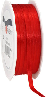 Cadeaulint/sierlint Satijn - 0.6 cm x 50 meter - Rood - cadeaus inpakken - decoratie