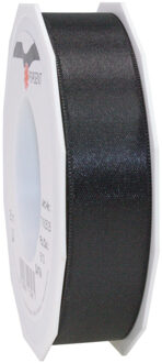 Cadeaulint/sierlint Satijn - 2.5 cm x 25 meter - zwart - cadeaus inpakken - decoratie