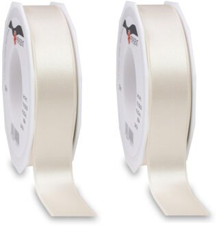 Cadeaulint/sierlint Satijn - 2x - 2.5 cm x 25 meter - beige - cadeaus inpakken - decoratie