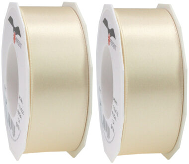 Cadeaulint/sierlint Satijn - 2x - 4 cm x 25 meter - creme wit - cadeaus inpakken - decoratie