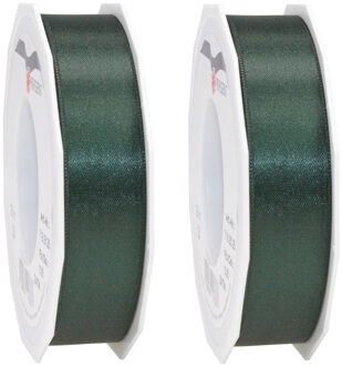 Cadeaulint/sierlint Satijn - 3x - 2.5 cm x 25 meter - Donker groen - cadeaus inpakken - decoratie