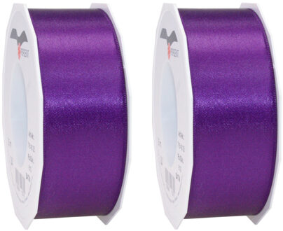 Cadeaulint/sierlint Satijn - 3x - 4 cm x 25 meter - Paars - cadeaus inpakken - decoratie