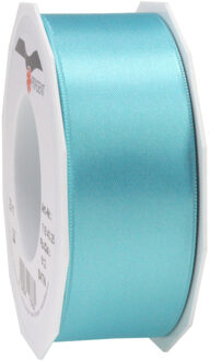 Cadeaulint/sierlint Satijn - 4 cm x 25 meter - Turquoise - cadeaus - Cadeaulinten Blauw