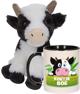 Cadeauset kind - Koeien knuffel 19 cm en Drinkbeker/mok Koe 300 ml
