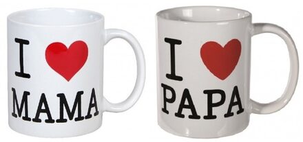 Cadeauset koffiebekers mama en papa - Bekers Multikleur