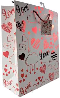 Cadeautasje harten 3 assorti 26x12x32 cm wit