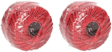 Cadeauverpakking rood glitter touw/lint 2x 20 meter inpakken/verpakken