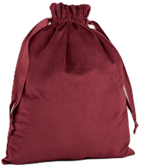 Cadeauzakje/opbergzakje met trekkoord - velvet - rood - 24 x 17 cm - luxe