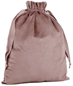 Cadeauzakje/opbergzakje met trekkoord - velvet - roze - 24 x 17 cm - luxe