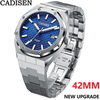 CADISEN New 42MM Men Watches Mechanical Automatic NH35A Blue Watch Men 100M Waterproof Brand Luxury Casual Business Wristwatch