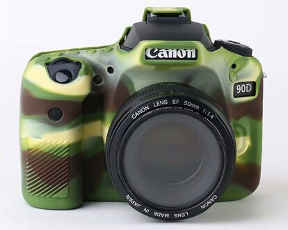 Caenboo Voor Canon Eos 90D Camera Tas Zachte Siliconen Rubber Beschermende Body Cover Case Skin Voor Canon Eos 90D Zwart kleurrijke Tas leger groen