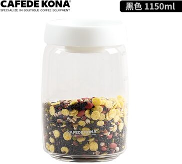 Cafedekona Glas Busje Vacuüm Glas Verzegelde Tank Eco Vriendelijke Borosilicaatglas Opslag Potten Met Deksel Voedsel Keuken Glazen Pot wit 1150ML