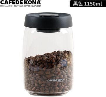 Cafedekona Glas Busje Vacuüm Glas Verzegelde Tank Eco Vriendelijke Borosilicaatglas Opslag Potten Met Deksel Voedsel Keuken Glazen Pot zwart 1150ML