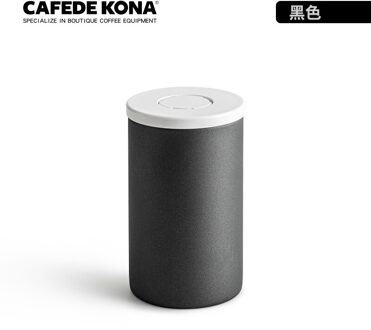 Cafedekona Verzegelde Blikken 0.4L Rvs Koffie Opslag Pot Met Unidirectionele Vent Winkel Thee Noten Keuken Opslag Potten Tool zwart approx 400ml