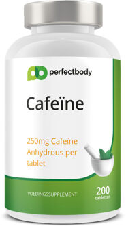 Cafeïne Tabletten - 200 Tabletten - PerfectBody.nl