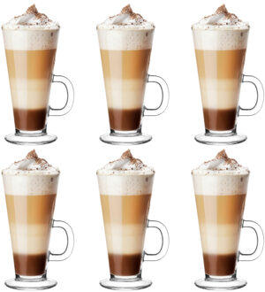 Caffe Latte/koffie glazen Paris - transparant glas - 12x stuks - 250 ml