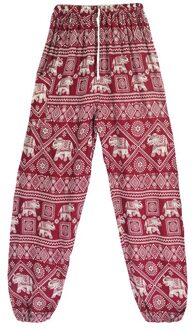 Caida Vrouwen Rode Olifant Loose Fit Harembroek Hippie Workout Party Strand Broek Casual Broek rood lace