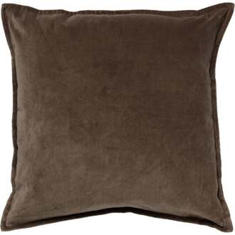 CAITH - Kussenhoes 50x50 cm - 100% katoen velvet - Chocolate Martini - donkerbruin