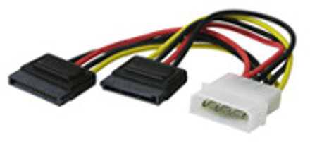 CAK SATA 4P/2xS-ATA power adaptor 4-pin 5.25 2x 15-pin S-ATA kabeladapter/verloopstukje