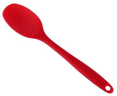 Cake Boter Spatel Siliconen Lepel Mengen Lepel Lange Steel Kookgerei Servies Keuken Soep Lepels Mixer Koken Gereedschap rood