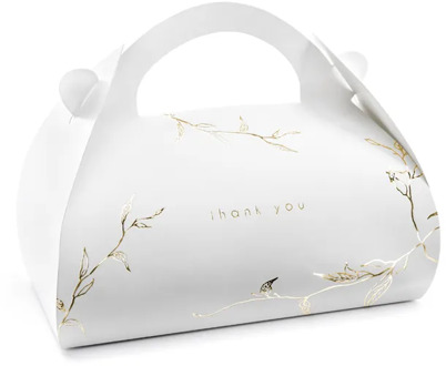 Cake Doosjes Met Chique Gouden Takjes motief (10st) Wit - Transparant, Goud - Brons