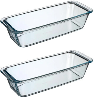 Cake ovenschaal - 2x stuks - rechthoek - Transparant glas - 31 x 12 cm