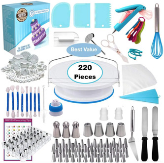 Cake set Hot-selling turntable set 220-piece set of printed sugar cake Decorative Products set baking Complete set Free shipping