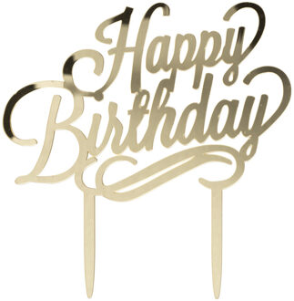 Cake topper Happy Birthday - goud