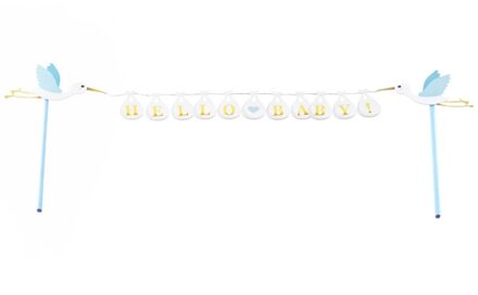 Cake Topper 'Hello Baby' Blauw