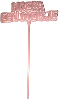 Cake Toppers Hoera een Meisje - 2 Stuks Roze
