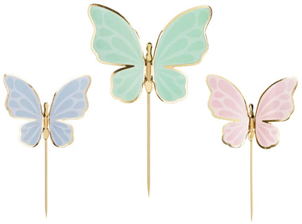 Cake Toppers Vlinders (9st) Multikleur - Print