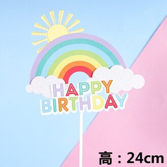 Cakelove Gelukkige Verjaardag Cake Topper Leuke Rainbow Star Zon Cloud Gelukkige Verjaardag Cake Topper Vlag Party Dessert Decoratie Vlaggen regenboog 1
